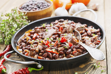 Meat stew with red beans and chili