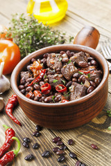 Meat stew with red beans and chili
