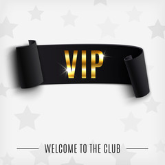 VIP background with realistic black curved ribbon - obrazy, fototapety, plakaty