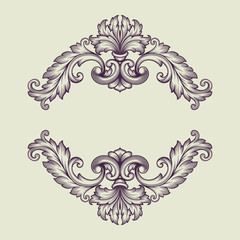 vector vintage Baroque frame scroll pattern - 72769157