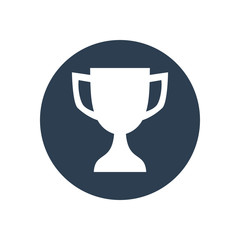 Minimalistic Trophy Icon Symbolizing Achievement and Success. Reward flat icon in dark circle