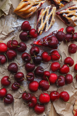 berries and cake on paper