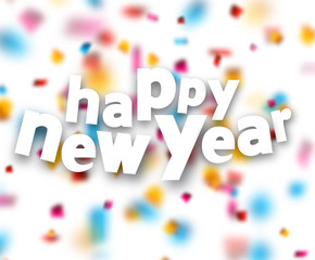 Paper happy new year confetti sign.