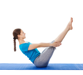 Yoga - young beautiful woman doing yoga asana excerise isolated