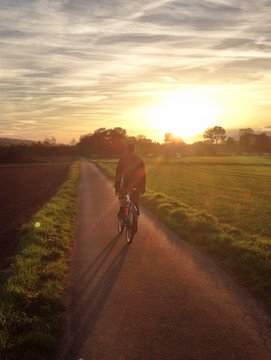 Fahrradfahrer Sonnenuntergang