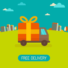 Vector free delivery concept in flat style