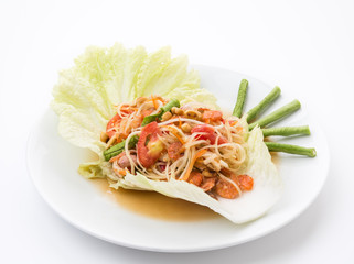 Thai papaya salad also known as Som Tum from Thailand