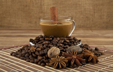 cup of coffee and seasoning