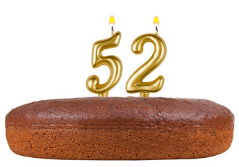 birthday cake with candles number 52 isolated