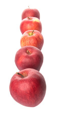 A group of red apples over white background