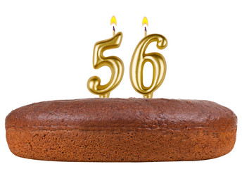 birthday cake with candles number 56 isolated