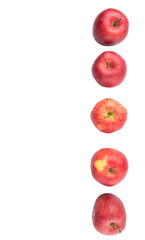 A group of red apples over white background