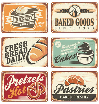 Collection Of Vintage Vector Bakery Signs