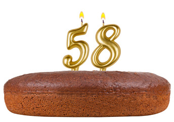 birthday cake with candles number 58 isolated