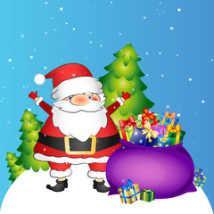 Santa and bag with gifts