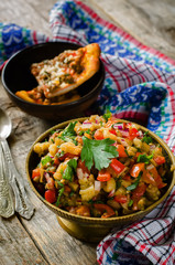 salad of roasted eggplant and peppers
