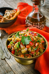 salad of roasted eggplant and peppers