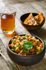 salad of roasted eggplant and peppers