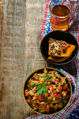 salad of roasted eggplant and peppers