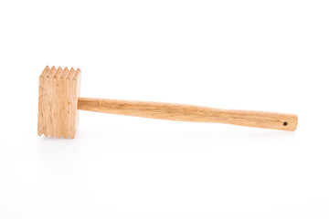 Meat wood hammer isolated on white background