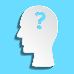Flat man's head withquestion mark inside