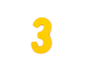 Naklejka premium colorful wooden number on white background,3