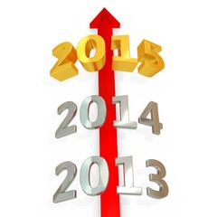 3D red  arrow with year 2015