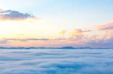 Fog and cloud mountain landscape