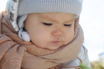 Baby in warm clothes