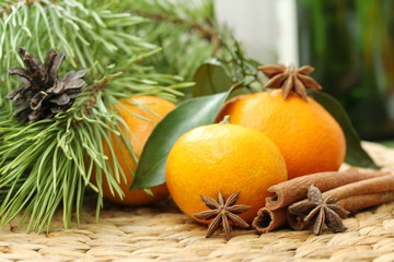 Christmas still life with tangerines