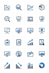Business Graphs & Charts Icons - Blue Series