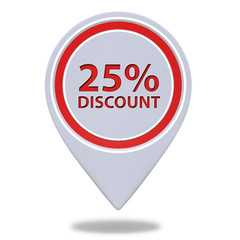 Discount 25 pointer icon on white background