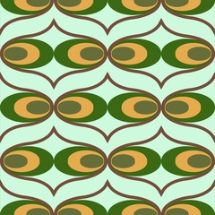 Seamless retro green and orange background pattern