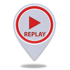 Replay pointer icon on white background