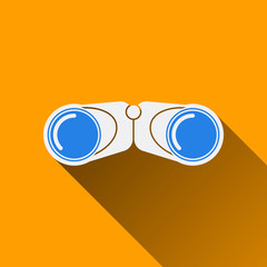 Modern Binocular Flat Icon with Long Shadow, Vector Illustration