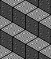 3D Zig Zag Stairs, Op Art Vector Seamless Pattern