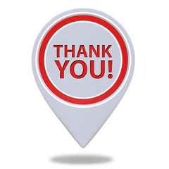 Thank you pointer icon on white background