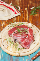 Meat. Raw meat with spices ready to be cooked.