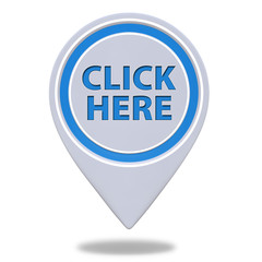 Click here pointer icon on white background