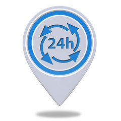 24 hours pointer icon on white background