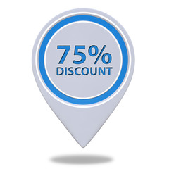 Discount 75 pointer icon on white background