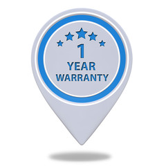 One year warranty pointer icon on white background