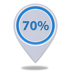 Seventy percent pointer icon on white background