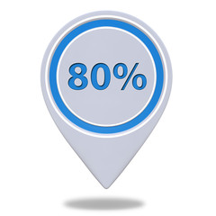 Eighty percent pointer icon on white background