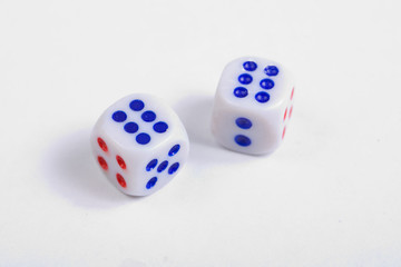 White dices on table