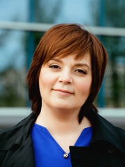 beauty brunette mature woman outside, business people at work