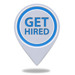 Get hired pointer icon on white background