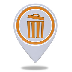 trash can pointer icon on white background