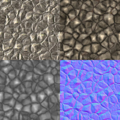 Rocks seamless generated texture (with diffuse, bump and normal