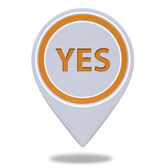 yes pointer icon on white background